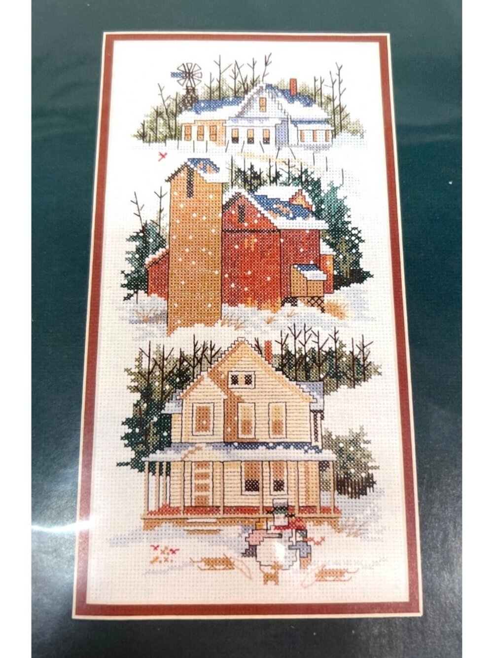 Needle Treasures Counted Cross Stitch Kit "Jenkins Farm" Winter Scene 6" x 12" F